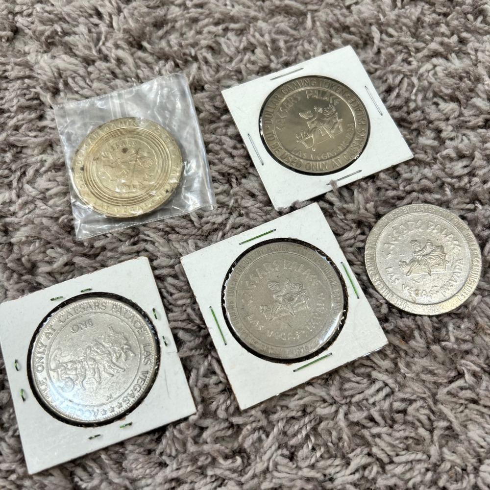 Vintage‎ Caesars Palace Las Vegas One Dollar Gaming Token Lot of 5 1979 Casino